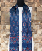 Load image into Gallery viewer, Nakshi Hand Block Ajrakh Printed Modal Silk Indigo Coloured Dupatta
