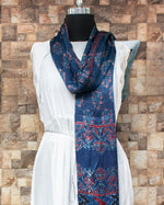 Load image into Gallery viewer, Nakshi Hand Block Ajrakh Printed Modal Silk Indigo Coloured Dupatta
