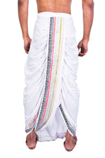 Load image into Gallery viewer, Nakshi Rayon 12336 White 100% Hand Block Print Dhoti For Men
