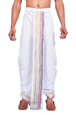 Load image into Gallery viewer, Nakshi Rayon 12336 White 100% Hand Block Print Dhoti For Men
