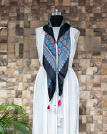 Load image into Gallery viewer, Nakshi Hand Block Ajrakh Printed Modal Silk Indigo Coloured Stole
