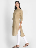 Load image into Gallery viewer, Nakshi Women Beige Checked Straight Kurti
