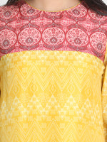 Load image into Gallery viewer, Nakshi Women Yellow &amp; Maroon Printed Straight Kurti
