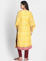 Load image into Gallery viewer, Nakshi Women Yellow &amp; Maroon Printed Straight Kurti
