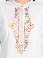 Load image into Gallery viewer, Nakshi Women Off-White Embroidered Straight Kurti
