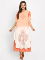 Load image into Gallery viewer, Nakshi Peach-Coloured Embroidered A-Line Kurti For Women
