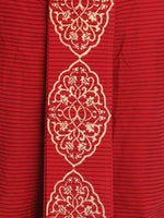 Load image into Gallery viewer, Nakshi Men Red Striped &amp; Gold-Toned Rayon Hand Block Printed Dhoti
