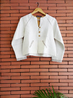 Load image into Gallery viewer, Nakshi Off White Hand Embroided Dobby Women&#39;s Full Sleeves Short Jacket With Lining Details
