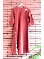 Load image into Gallery viewer, Nakshi Blackberry Self Weave Cotton Embroidery Women&#39;s Kurti
