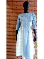 Load image into Gallery viewer, Nakshi Blue Moon Self Weave Cotton Embroidery Women&#39;s Kurti
