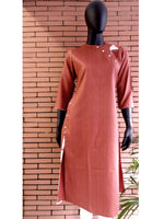 Load image into Gallery viewer, Nakshi Blackberry Self Weave Cotton Embroidery Women&#39;s Kurti
