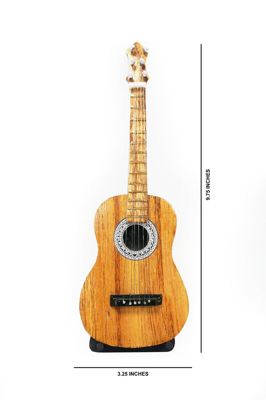 Nakshi Wooden Acoustic Guitar Handcrafted Miniature Musical Instrument Showpiece 9.75"x3.25"