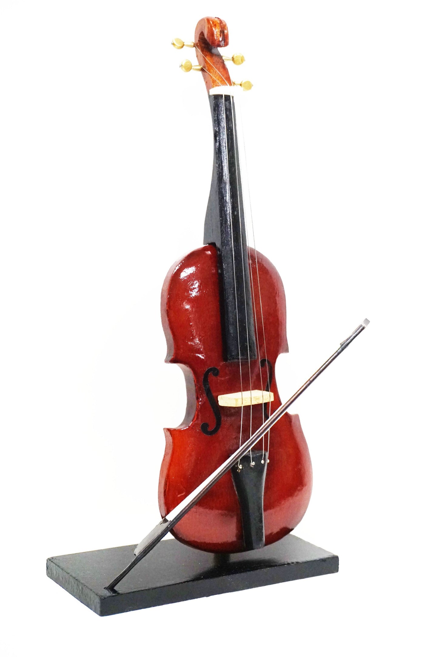 Nakshi Wooden Violin Handcrafted Miniature Musical Instrument Showpiece 10"x3.25"