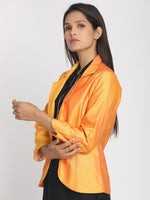 Load image into Gallery viewer, Nakshi Yellow Chanderi Silk Women&#39;s Lapeled Jacket
