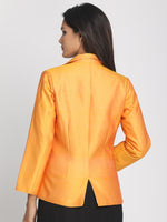 Load image into Gallery viewer, Nakshi Yellow Chanderi Silk Women&#39;s Lapeled Jacket
