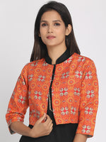 Load image into Gallery viewer, Nakshi Multicoloured Silk Open Front Women&#39;s Cropped Jacket
