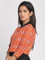 Load image into Gallery viewer, Nakshi Multicoloured Silk Open Front Women&#39;s Cropped Jacket
