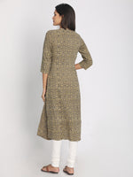 Load image into Gallery viewer, Nakshi 100% Cotton Ajrakh Printed Olive Coloured Long Kurti
