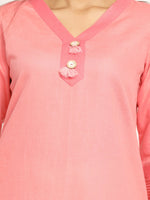 Load image into Gallery viewer, Nakshi Peach-Coloured Solid Straight Kurti
