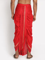 Load image into Gallery viewer, Nakshi Red Rayon Dhoti With Ethnic Handblock Print
