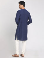 Load image into Gallery viewer, Nakshi Cotton Navy Blue Solid Straight Long Plain Kurta
