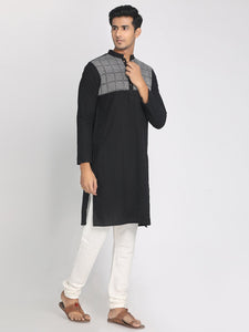 Nakshi Cotton Black Solid Straight Long Kurta