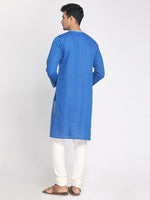 Load image into Gallery viewer, Nakshi Cotton Linen Solid Blue Long Kurta
