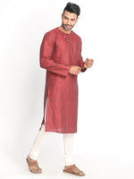 Load image into Gallery viewer, Nakshi Maroon Solid Cotton Linen Long Kurta
