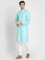 Load image into Gallery viewer, Nakshi Cotton Linen Solid Sky Blue Long Kurta
