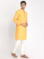 Load image into Gallery viewer, Nakshi Cotton Linen Yellow Coloured Staright Long Kurta
