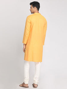 Nakshi Cotton Linen Yellow Coloured Staright Long Kurta
