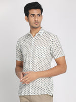 Load image into Gallery viewer, Nakshi 100% White Cotton Half Sleeves Shirt
