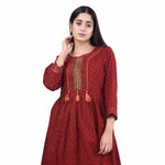 Load image into Gallery viewer, Nakshi Maroon Cotton Sequins and Zari Hand Embroidery Women&#39;s Kurti Sets
