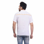 Load image into Gallery viewer, Nakshi White Cotton Satin Hand Block Print Men&#39;s Half Shirt
