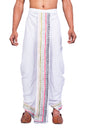 Nakshi Rayon 12336 White 100% Hand Block Print Dhoti For Men