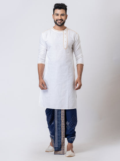 Nakshi Rayon 12330 Navy Blue 100% Hand Block Print Dhoti For Men