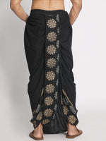 Load image into Gallery viewer, Black Pure Cotton geometric pattern Handblock print Dhoti
