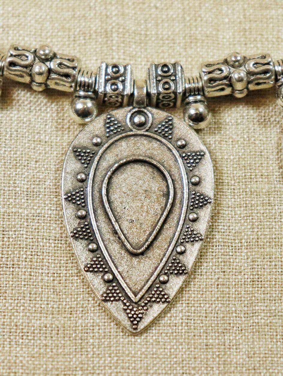 Nakshi Handcrafted German Silver Leaf Shape Necklace