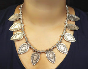 Handcrafted German Silver leaf shape necklace
