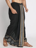 Load image into Gallery viewer, Black Pure Cotton geometric pattern Handblock print Dhoti
