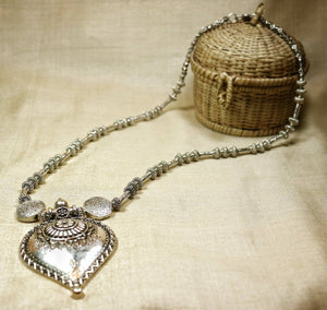 Handcrafted German Silver betel leaf shape necklace