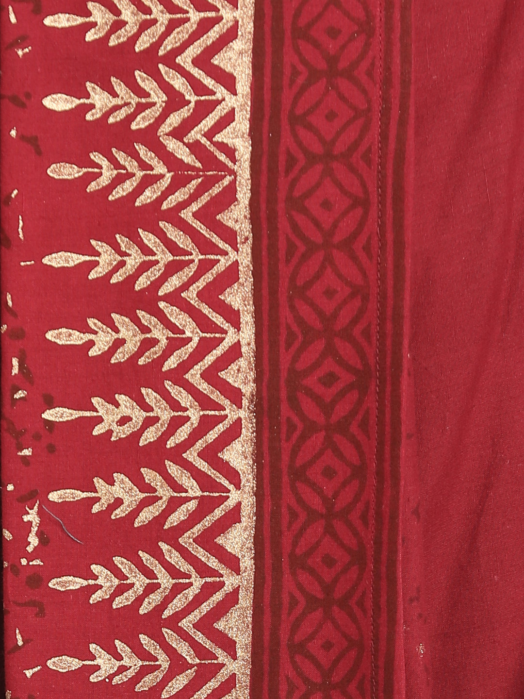Nakshi Maroon Rayon Ethnic Pattern Hand Block Print Dhoti