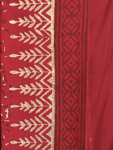 Maroon Pure Cotton Ethnic Pattern Hand Block Print Dhoti