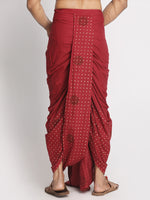 Load image into Gallery viewer, Maroon Pure Cotton Ethnic Pattern Hand Block Print Dhoti
