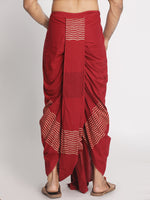 Load image into Gallery viewer, Maroon Pure Cotton geometric pattern Handblock print Dhoti

