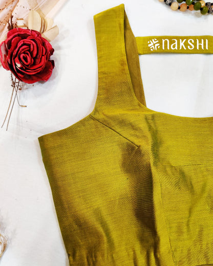 Nakshi Yellowish Green Solid Chanderi Blouse