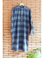 Load image into Gallery viewer, Navy Blue Striped Cotton Men&#39;s Kurta
