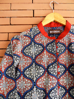 Load image into Gallery viewer, Blue and Rust Ajrakh Print Cotton Kurta
