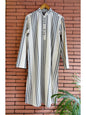 Nakshi Off White Striped Cotton Men's Kurta