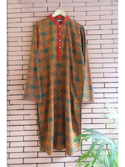 Nakshi Multi Colour Ajrakh Print Cotton Men's Kurta